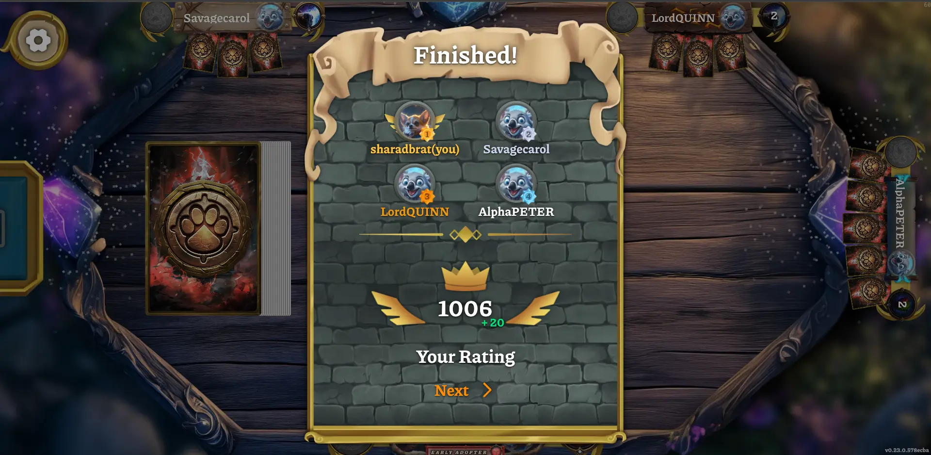 Ranked Matches - Finish screen